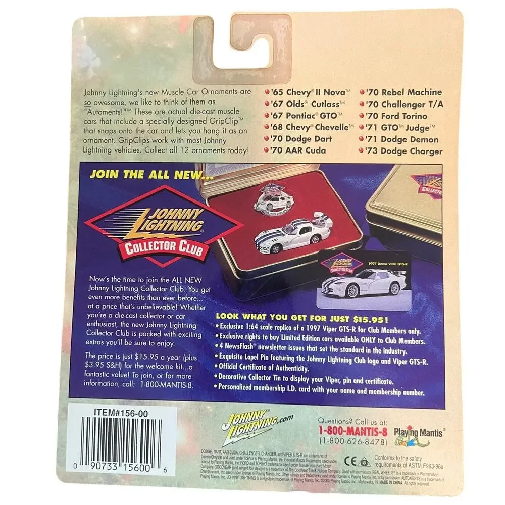 Johnny Lightning Holiday Muscle Ornament Red 1967 Pontiac GTO